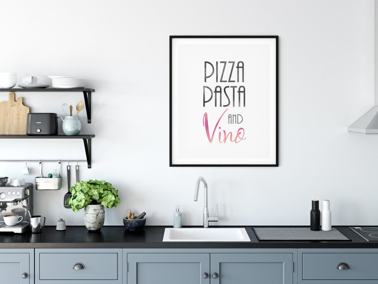 Wall Art Pizza Pasta And Vino, Kitchen Print Wall Art, Kitchen Home Decor Print