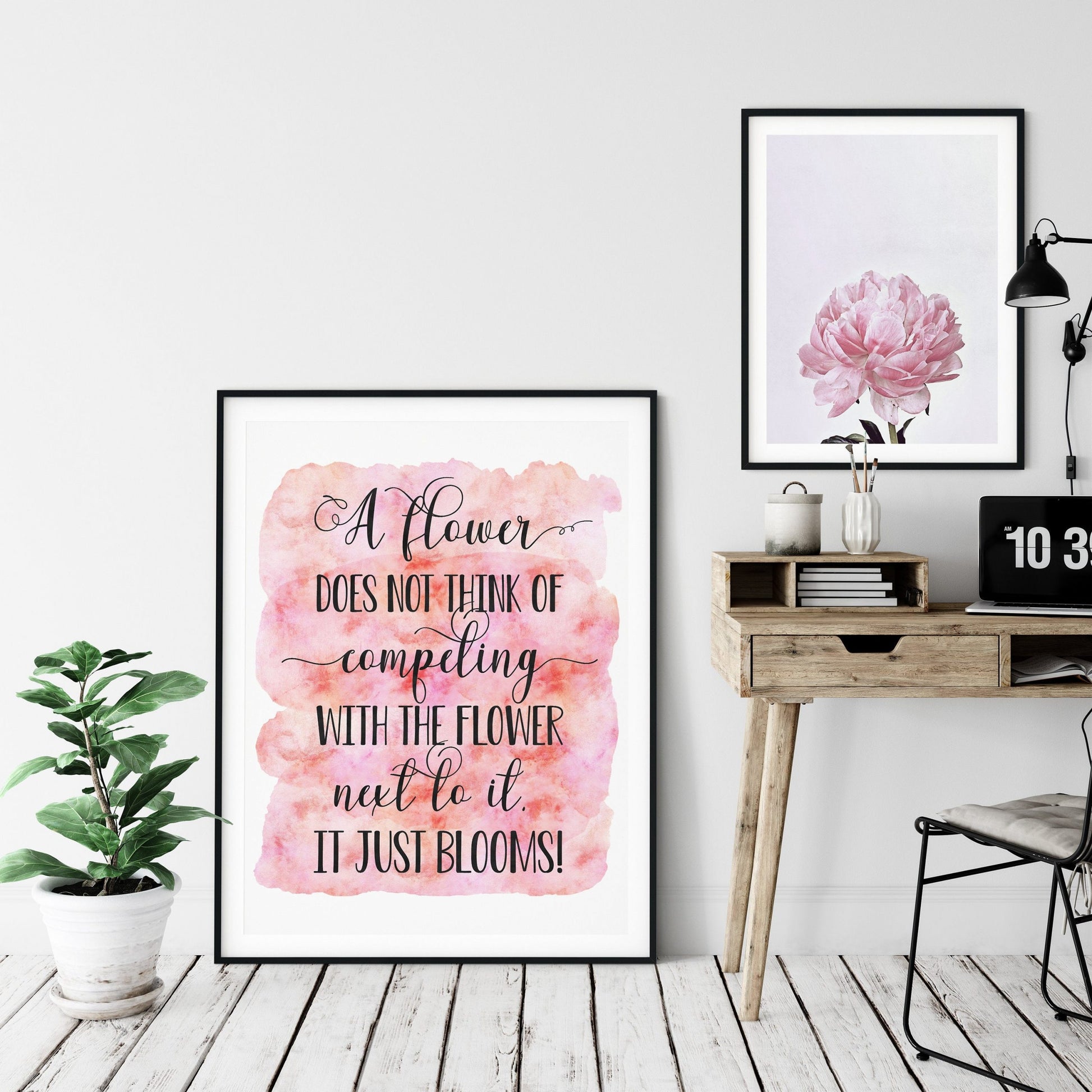 A Flower Does Not Think Of Competing, Inspirational Wall Art, Nursery Print