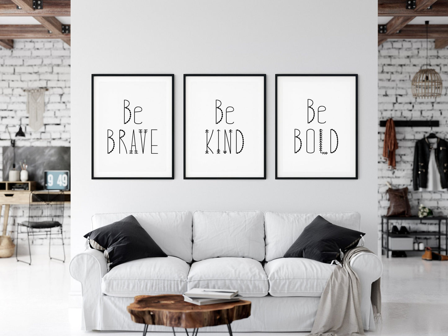 Set Of 3 Prints Be Bold Be Brave Be Kind, Nursery Boho Prints, Kids Room Decor
