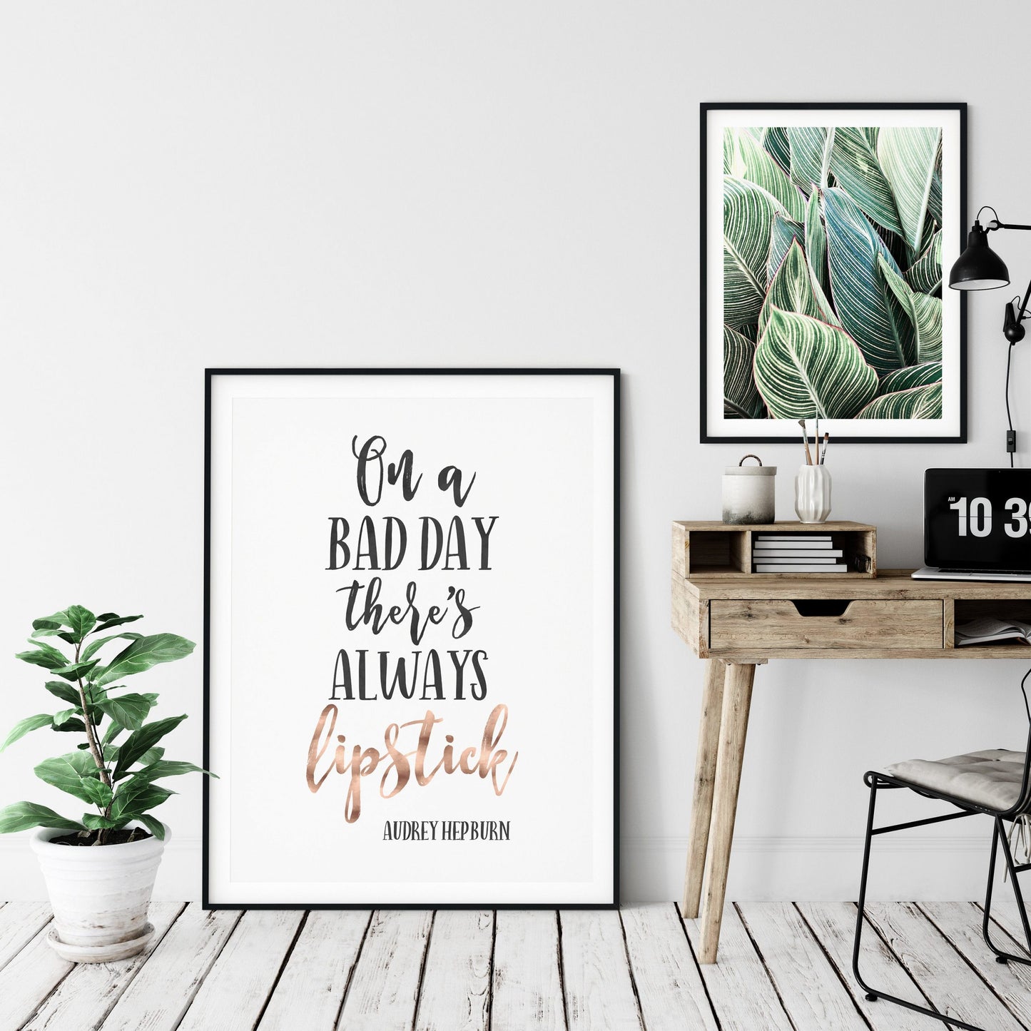 On A Bad Day There's Always Lipstick, Audrey Hepburn Quote, Lipstick Print
