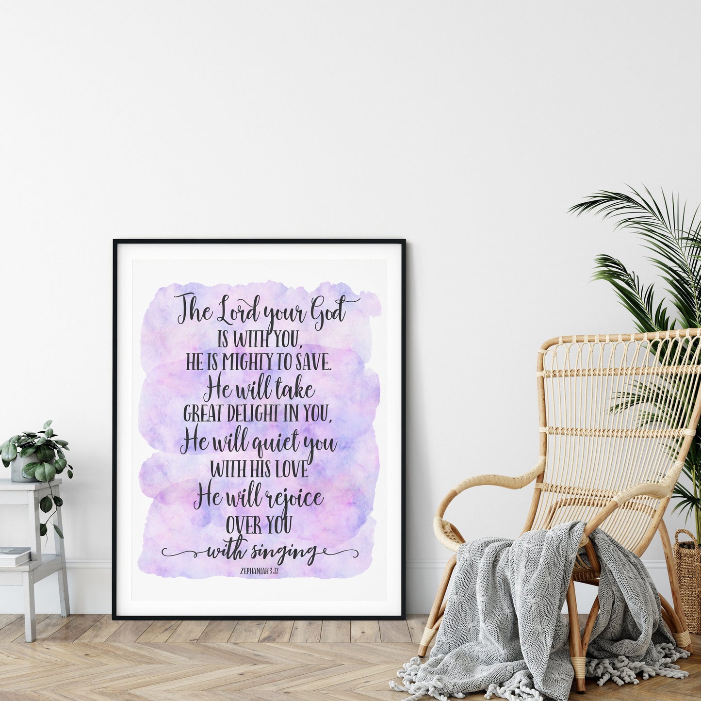 The Lord Your God Is With You, Zephaniah 3:17, Bible Verse Printable Wall Art,Nursery Bible Quotes