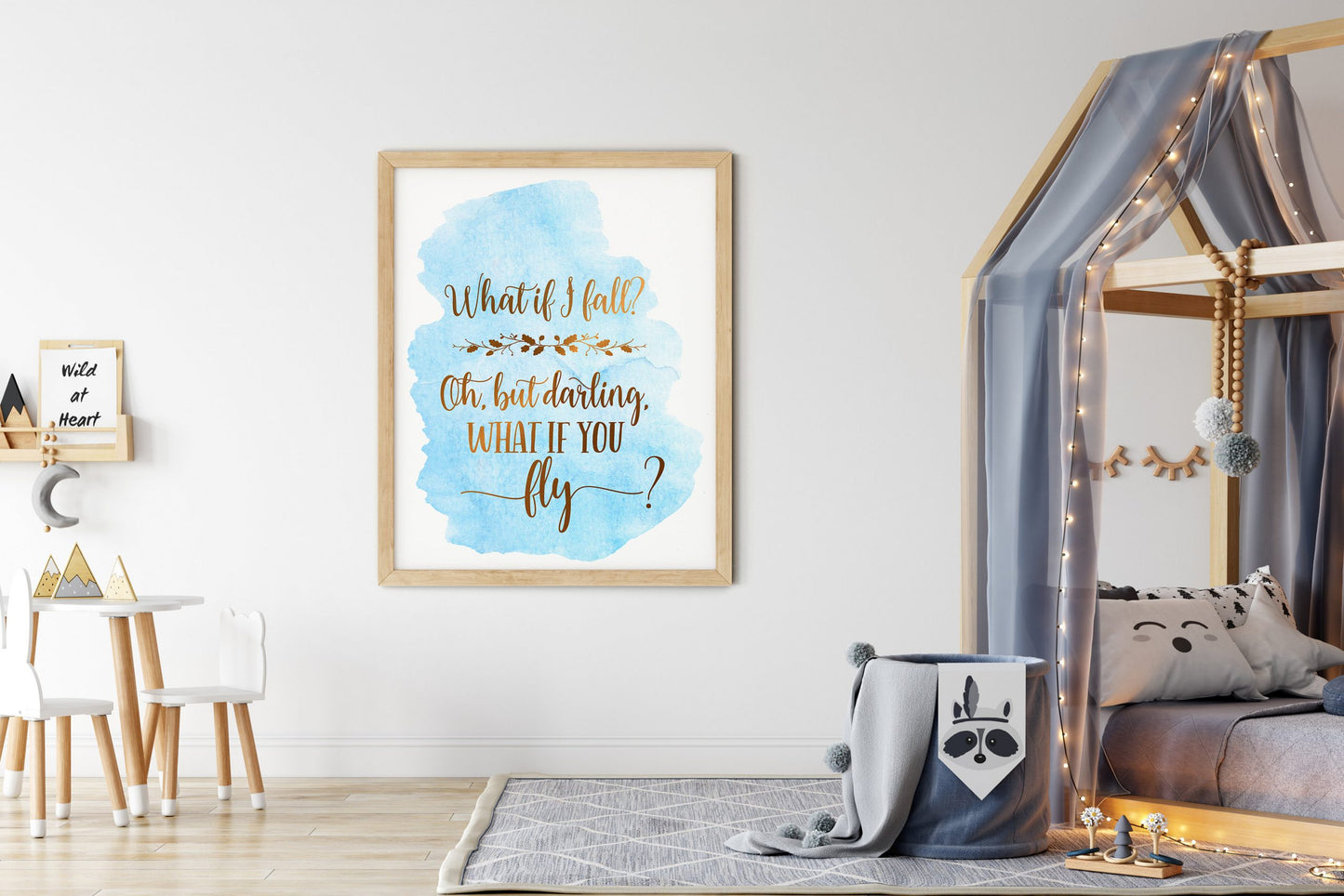 What If I Fall, Nursery Printable Wall Art, Blue Nursery Decor Prints Bedroom