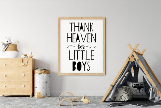 Thank Heaven For Little Boys, Boys Room Printable Wall Art, Kids Room Decor