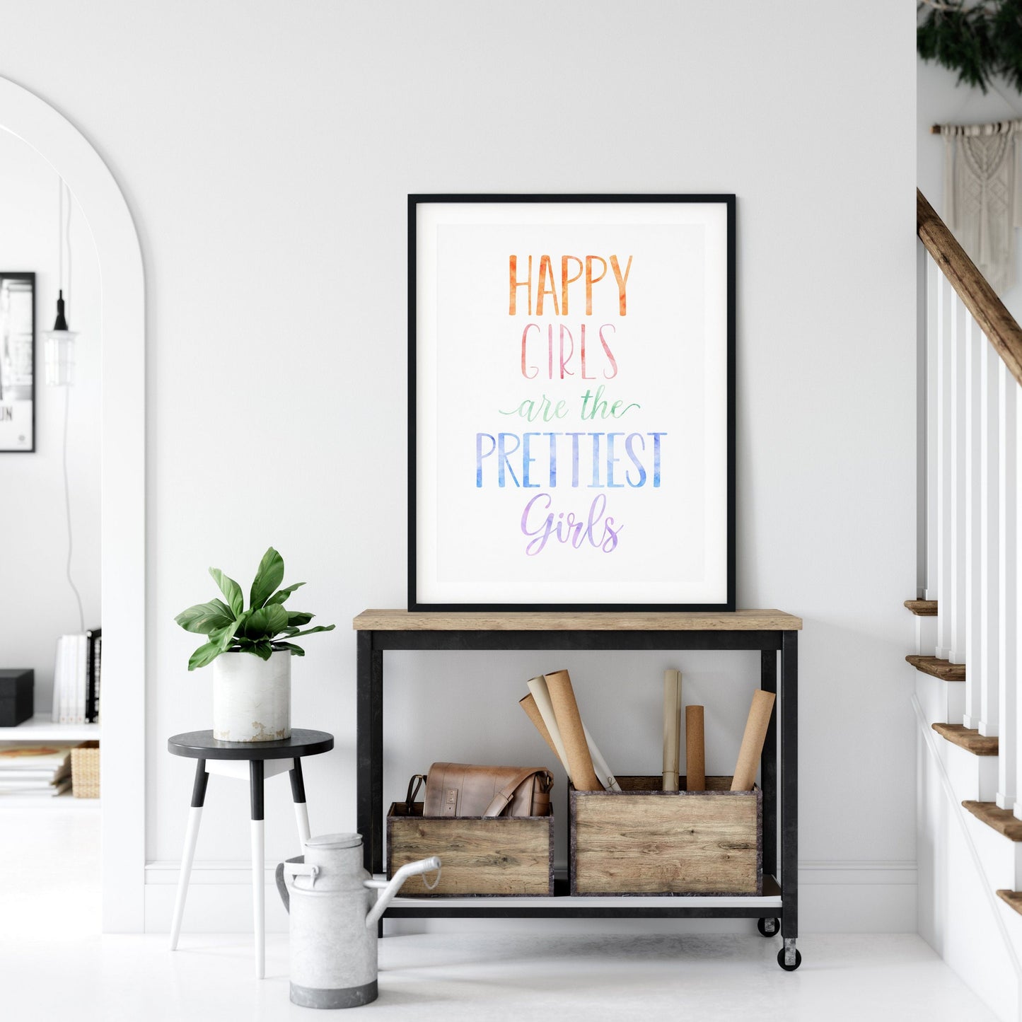 Happy Girls Are The Prettiest Girls, Nursery Printable Wall Art, Girls Room Decor