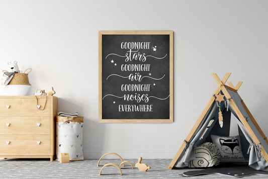 Goodnight Stars Goodnight Air Goodnight Noises, Nursery Printable Wall Art