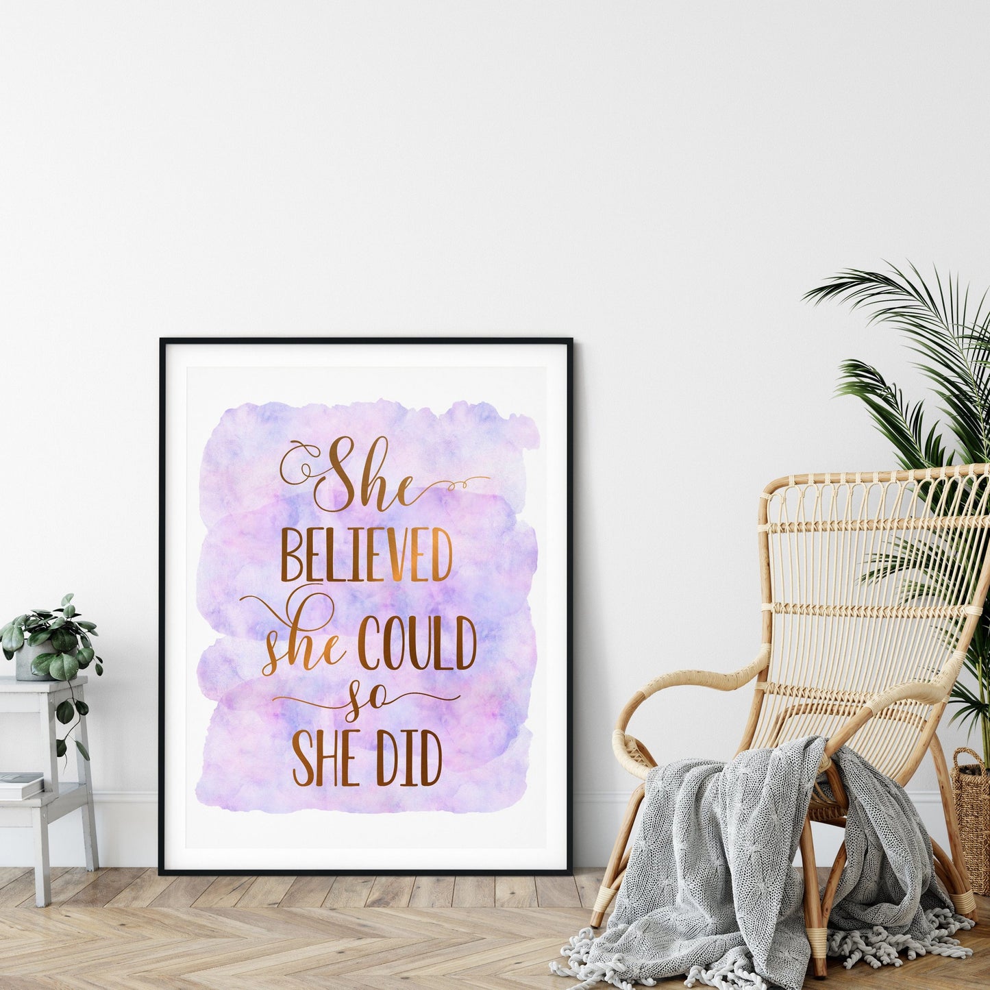 She Believed She Could So She Did, Nursery Printable Wall Art,Girls Room Decor