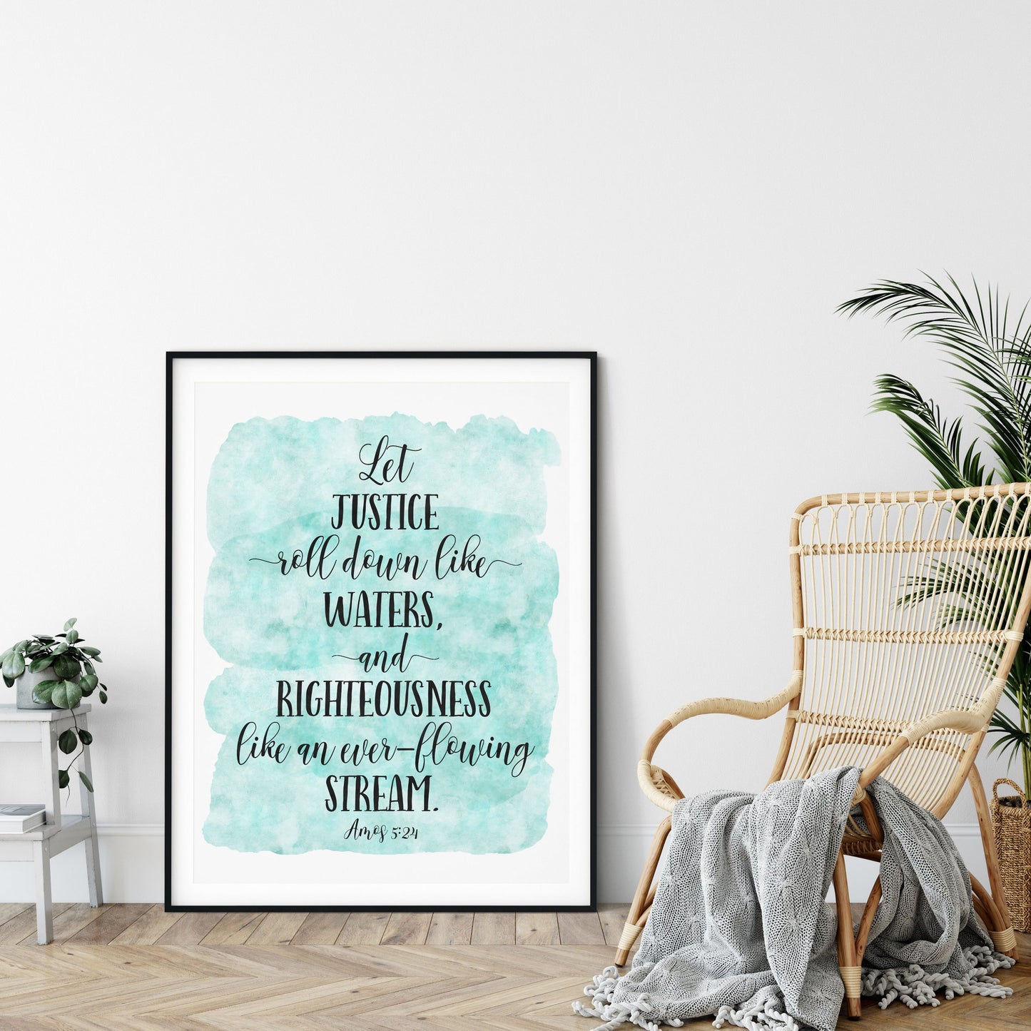 Let Justice Roll Down Like Waters, Amos 5:24, Bible Verse Printable Wall Art, Nursery Decor Quotes