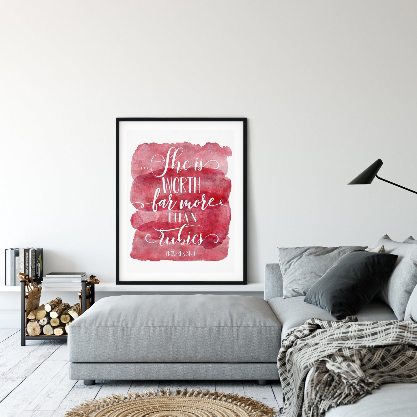 She's Worth Far More Than Rubies, Proverbs 31:10, Bible Verse Printable, Christian Wall Art