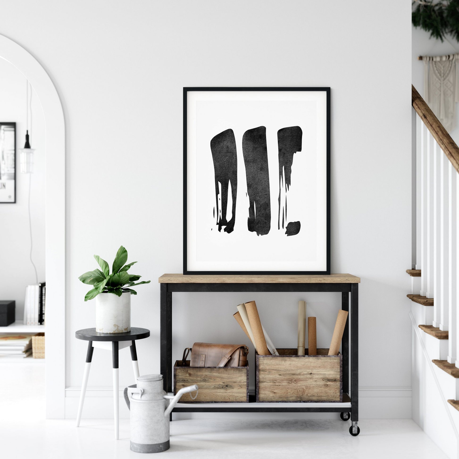 Abstract Brush Stroke Art, Minimal Abstract Wall Art, Room Wall Art Decor