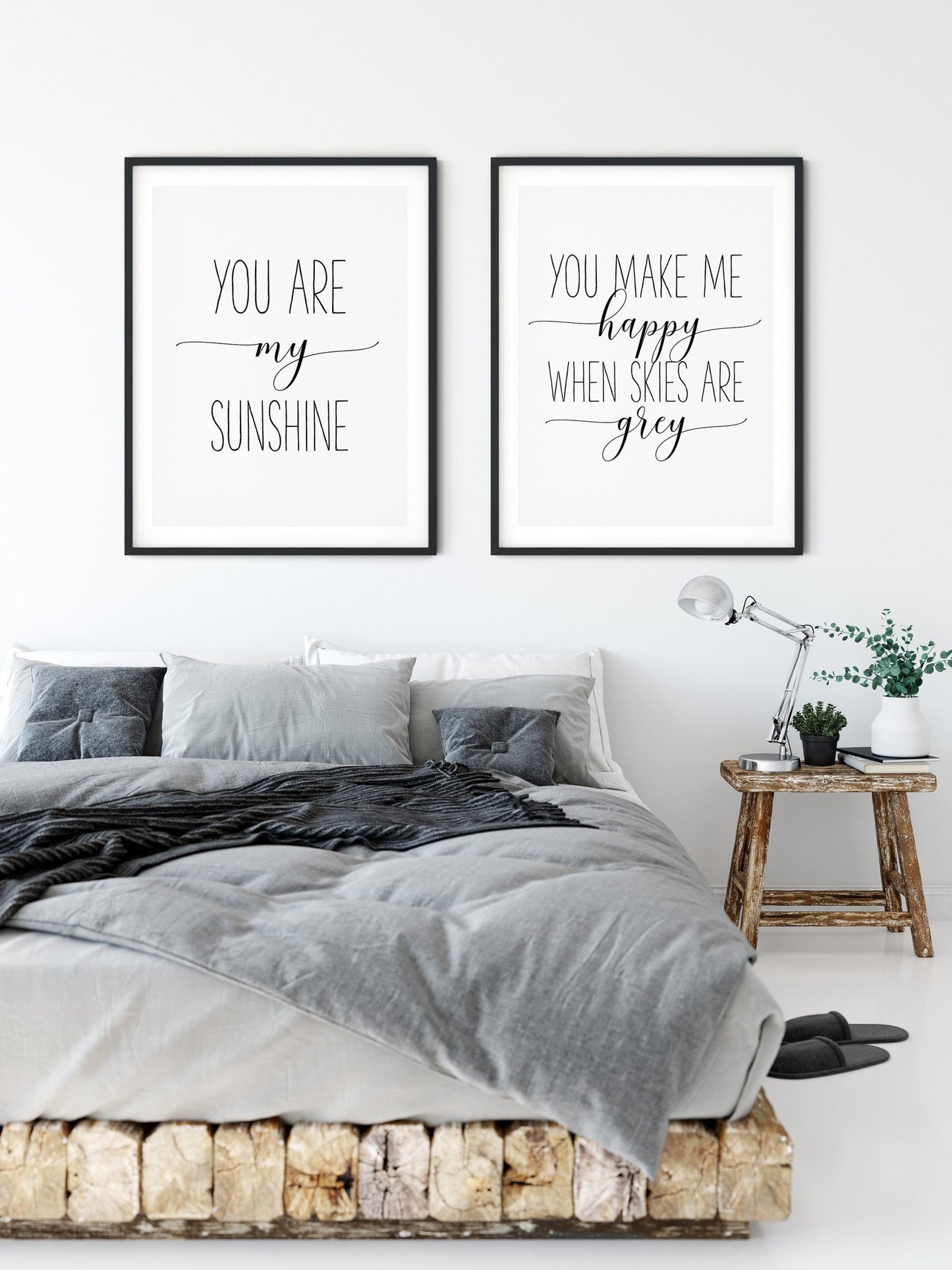 Set of 2, Nursery Prints Set You Are My Sunshine Wall Art, You Make Me Happy Print Art
