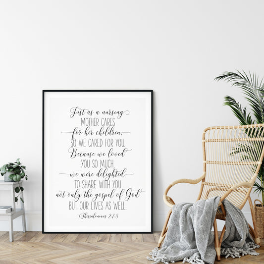 We Loved You So Much, 1 Thessalonians 2:8, Bible Verse Printable Wall Art, Bible Quotes