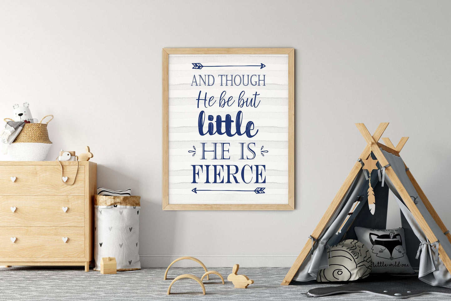 Nursery Art Print And Though He Be But Little He Is Fierce, Boys Nursery Print
