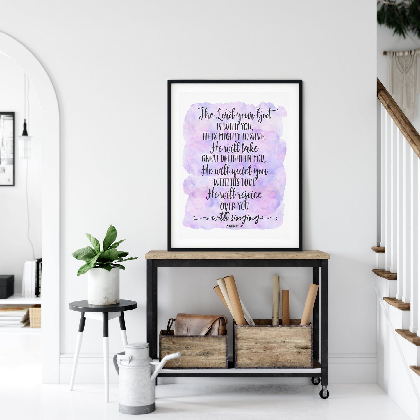 The Lord Your God Is With You, Zephaniah 3:17, Bible Verse Printable Wall Art,Nursery Bible Quotes