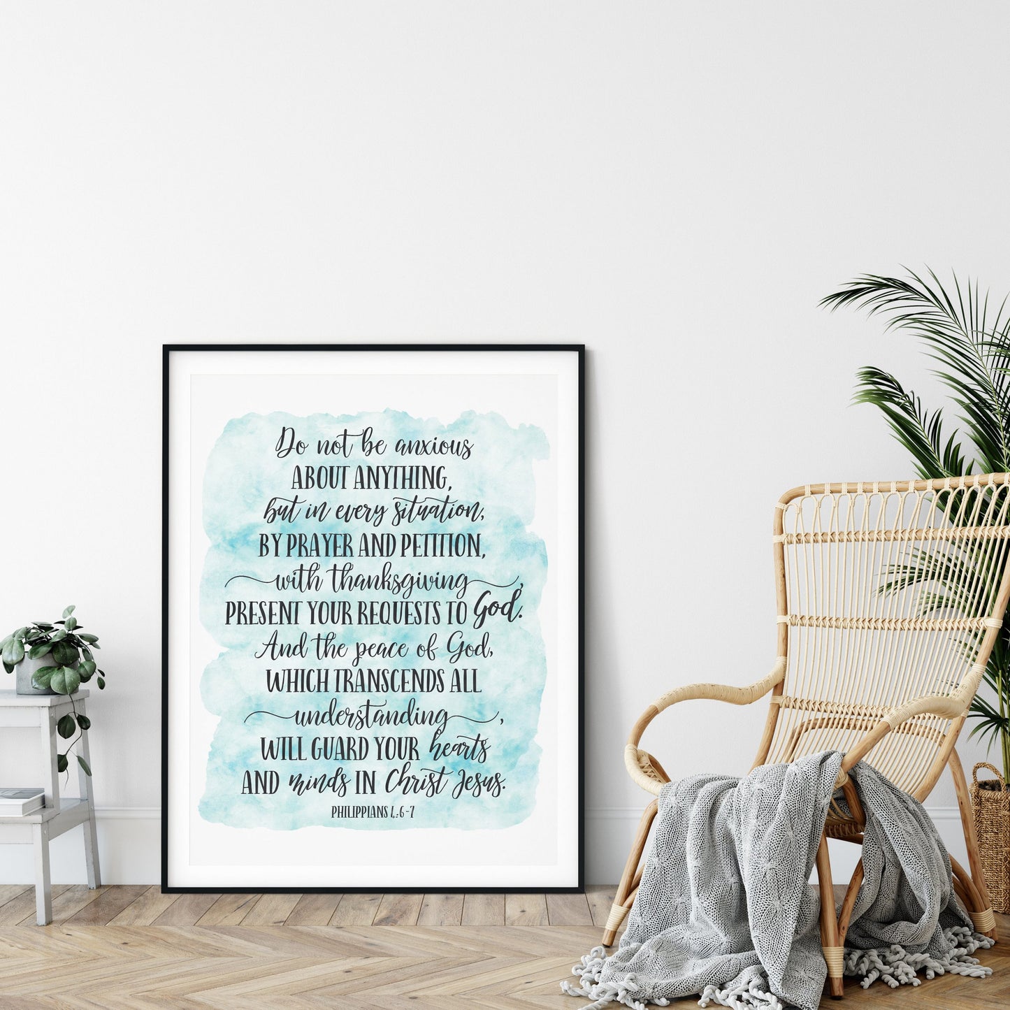 Do Not Be Anxious About Anything, Philippians 4:6-7, Bible Verse Printable Wall Art Quotes