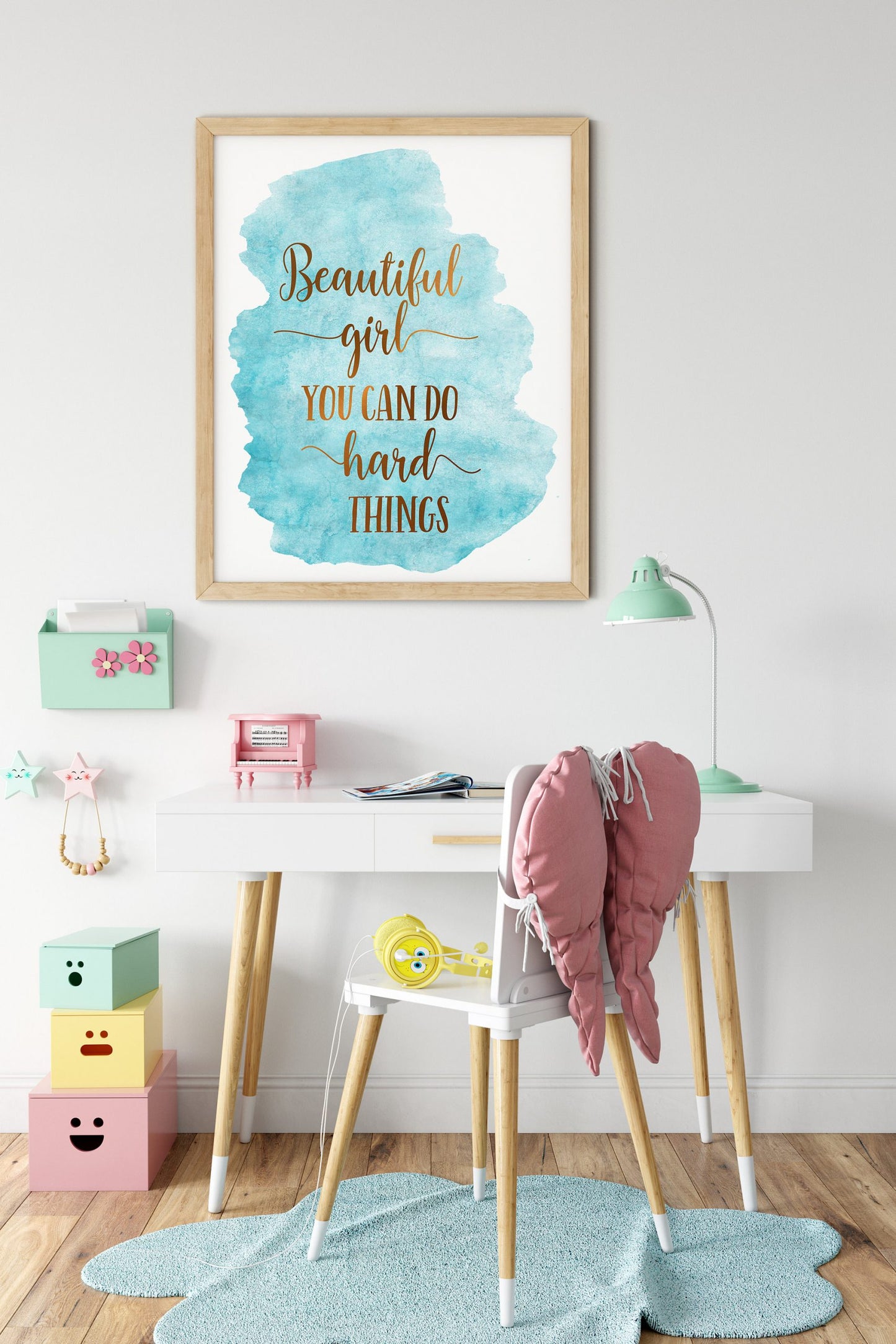 Beautiful Girl You Can Do Hard Things,Nursery Printable Wall Art,Room Wall Art