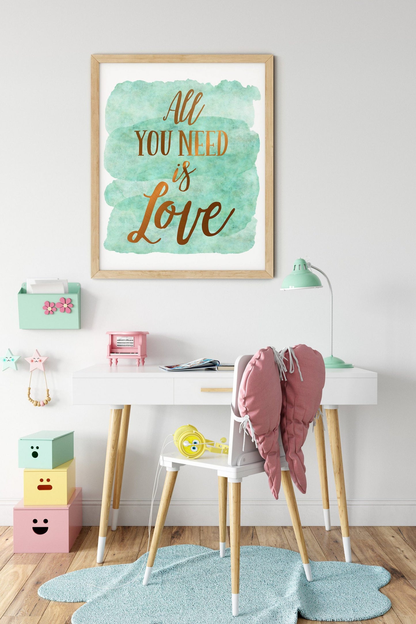 All You Need Is Love, Nursery Print, Inspirational Motivational Quotes,Wall Art