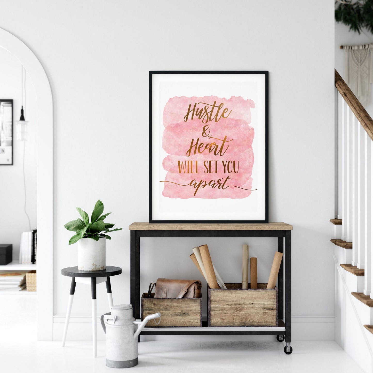 Hustle and Heart Will Set You Apart, Inspirational Quotes, Motivation Print Art
