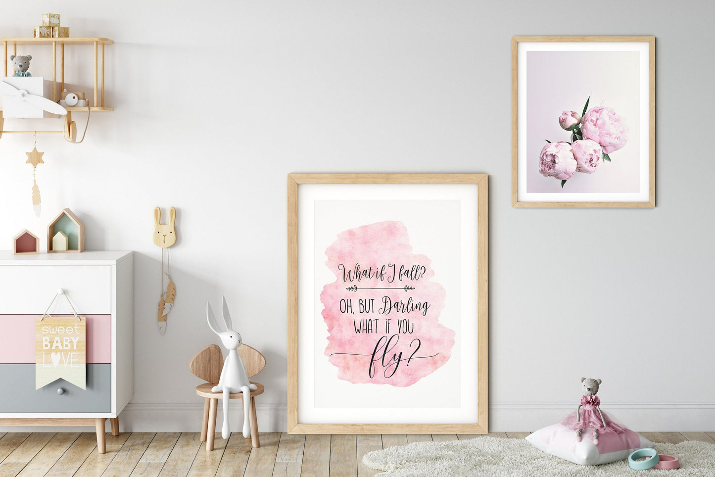 What If I Fall, Nursery Printable Wall Art, Blue Nursery Decor Gift, Girls Room