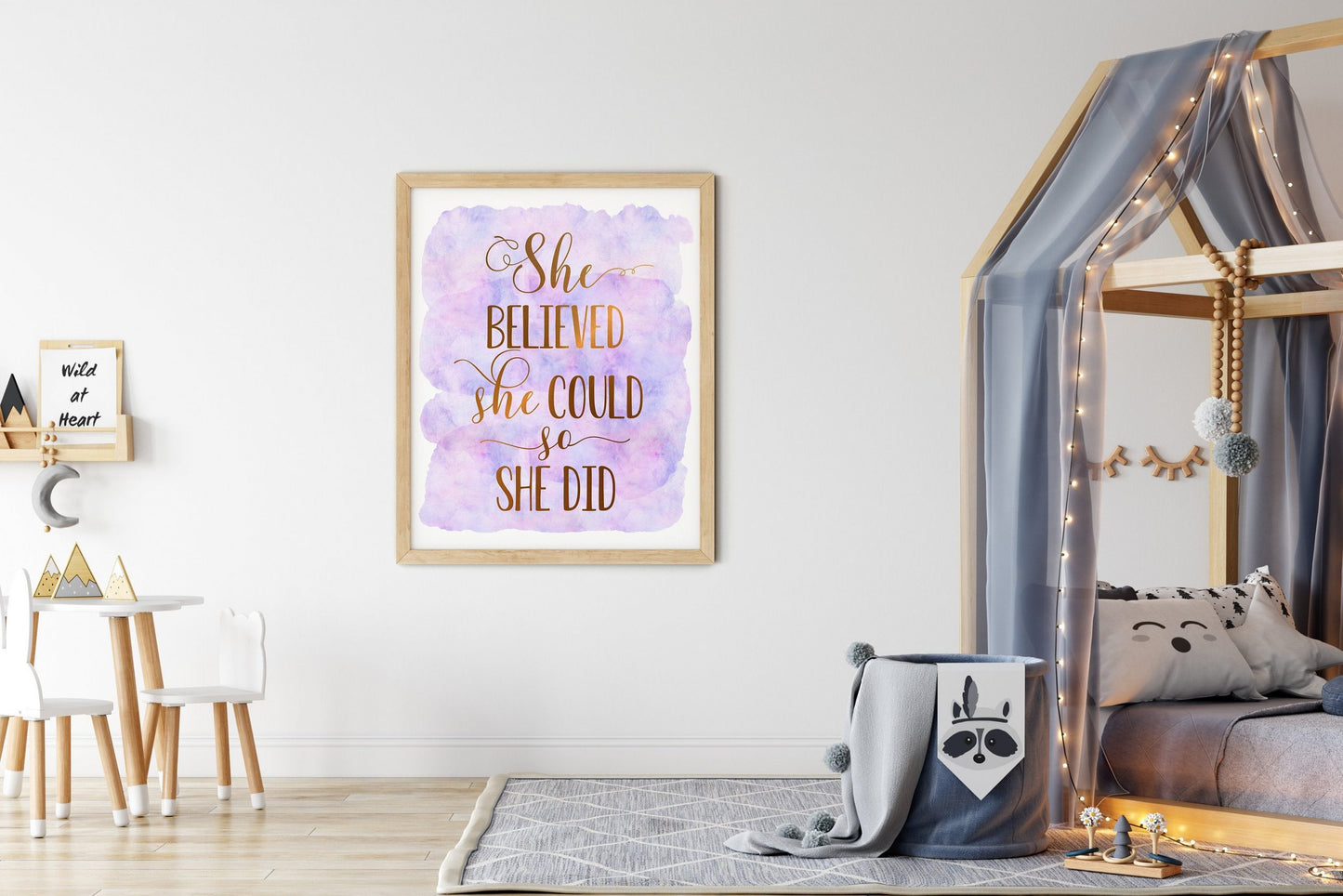 She Believed She Could So She Did, Nursery Printable Wall Art,Girls Room Decor