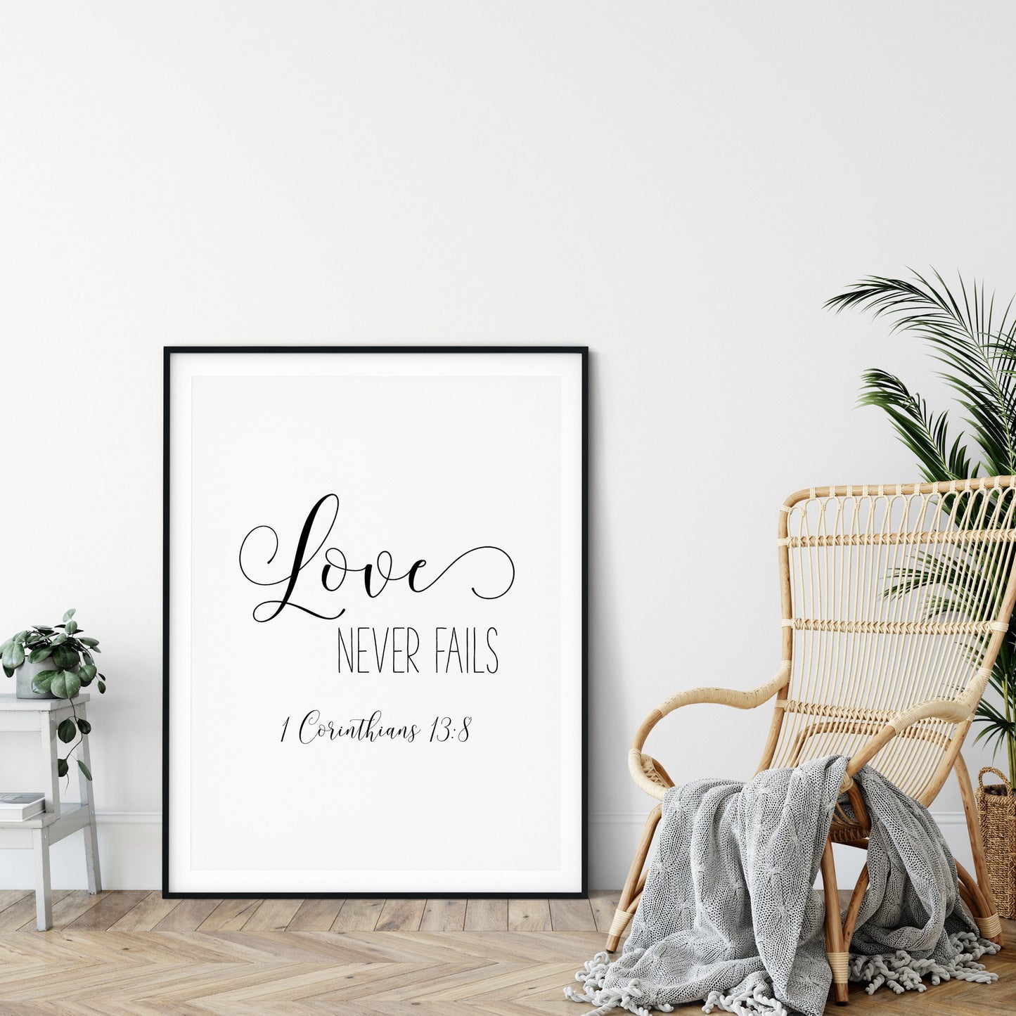 Scripture Decor, Love Never Fails, Wedding Wall Art, Christian Art, 1 Corinthians 13:8