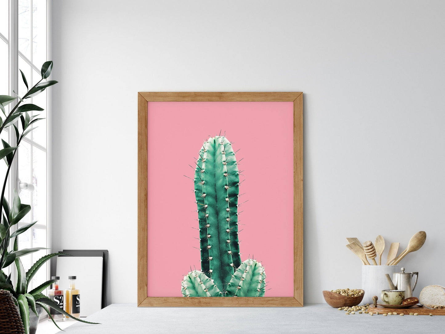 Pink Cactus Print Download,Pink Cactus Wall Art,Pink Botanical Home Decor Print