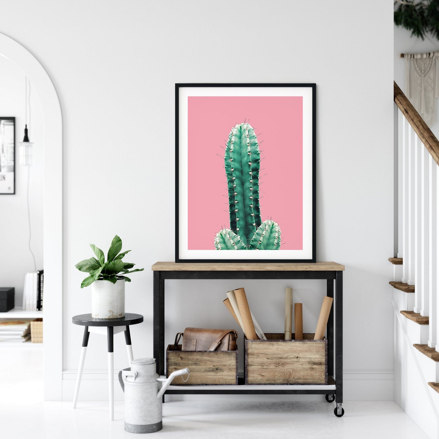 Pink Cactus Print Download,Pink Cactus Wall Art,Pink Botanical Home Decor Print