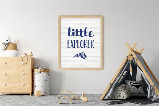 Tribal Nursery Art Little Explorer Sign, Nursery Boy Wall Home Decor, Nursery Print