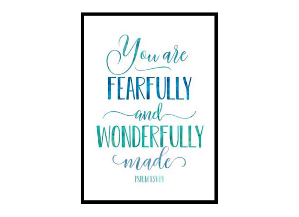 You Are Fearfully And Wonderfully Made, Psalm 139:14 Bible Verse Poster Print poster print wall art coastal decor