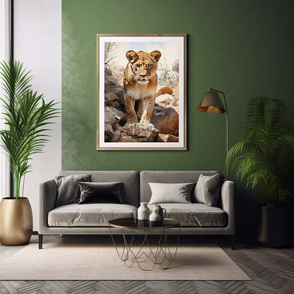 Lion Majesty Unleashed Safari Art Prints, Wildlife Art, Animal Print, Poster