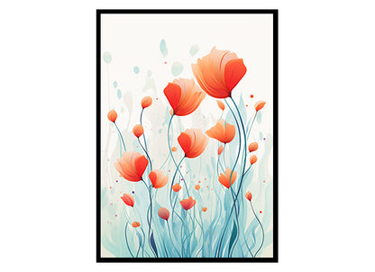 Floral Whispers Line Drawing Art Prints Flower Wall Art Decor Print Poster