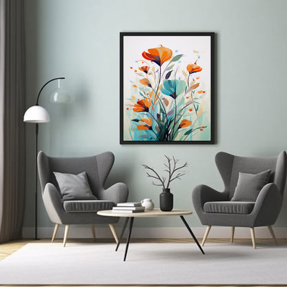 Minimalist Blooms Floral Line Art Posters, Flower Wall Art Decor Print Poster