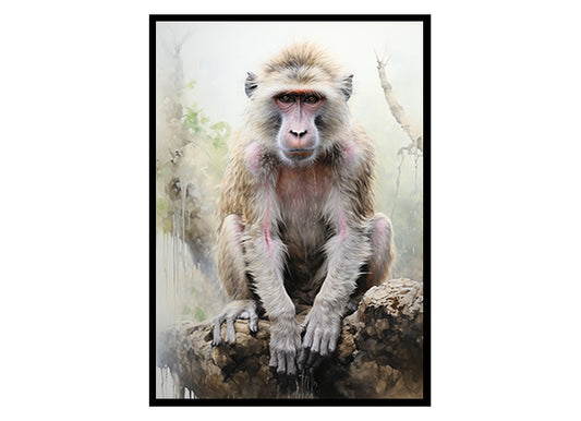 Safari Smiles Baboon Art Posters, Jungle Wildlife Art Print Poster