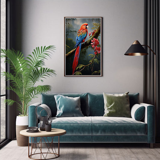 Tropical Crimson Rosella Bird Jungle Bird Wall Art Decor  Exotic Bird Print
