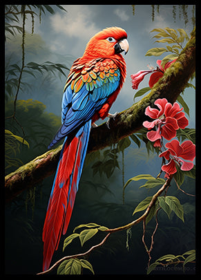Tropical Crimson Rosella Bird Jungle Bird Wall Art Decor  Exotic Bird Print