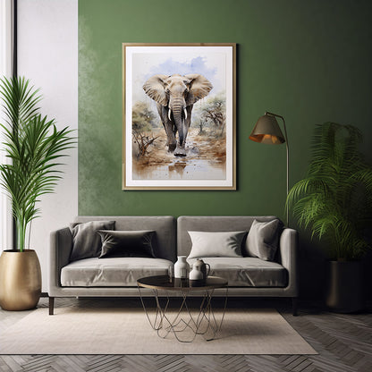 Elephant Safari Art Posters, Jungle Art, Safari Animal, Elephant Poster Print