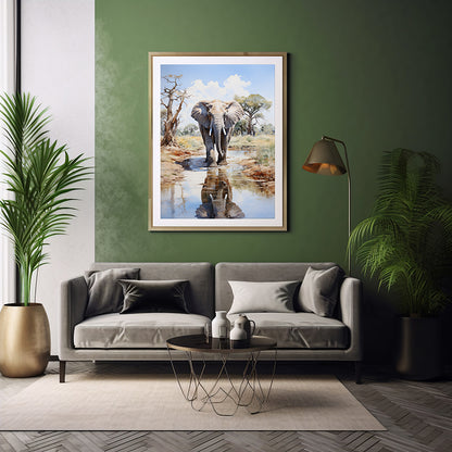 Into the Wild, Elephant Safari Animal, Wildlife Art Decor, Elephant Print Poster