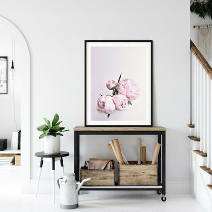 Pink Peony Flower Bunch Art, Poster Print, Wall Art Decor