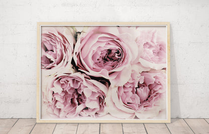 Large Bunch of Pink Peony Flowers Poster Print Wall Art Decor