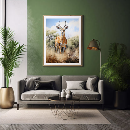 Jungle Poster, Gazelle, Gazelle Poster, Safari Animal,  Wildlife Art Decor, Gazelle Print