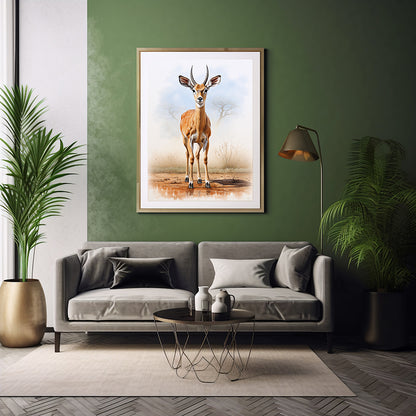 Safari Impala Art Posters, Jungle Print Wildlife Wall Decor Poster Print