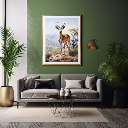 Elegant Impala Safari Prints, Jungle Print Wildlife Wall Decor Poster Print