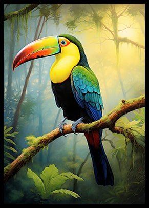 Keel Billed Toucan Jungle Print Wall Art Decor Tropical Wild Bird Poster