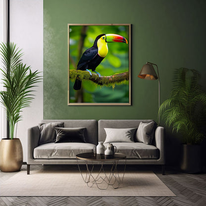 Keel Billed Toucan Jungle Bird Poster Wall Art Print Tropical Wild Bird Decor