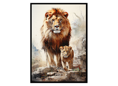 Safari Lions Unleashed Art Prints, Jungle Print Wildlife Art Decor, Lion Poster