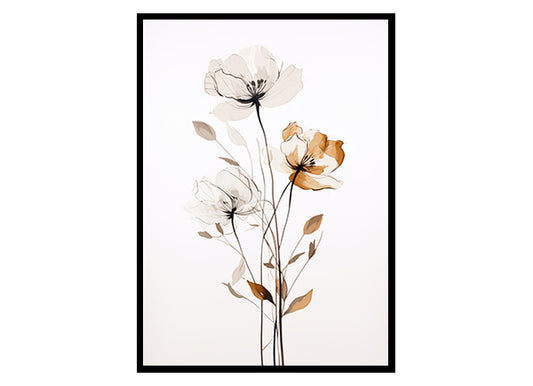 Nature in Lines Floral Art Posters, Flower Wall Art Decor Print Poster