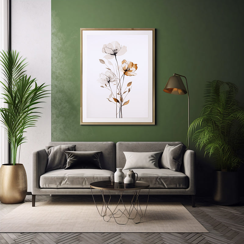 Nature in Lines Floral Art Posters, Flower Wall Art Decor Print Poster