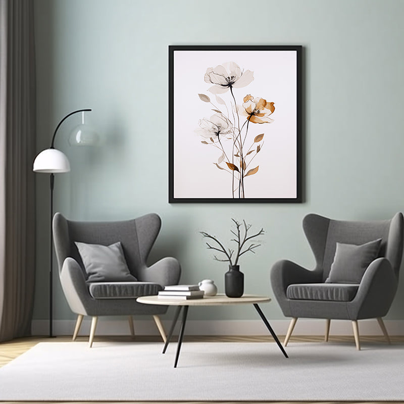 Nature in Lines Floral Art Posters, Flower Wall Art Decor Print Poster