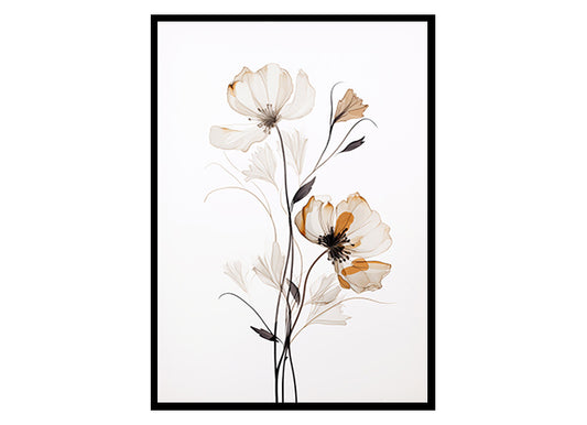 Graceful Petals Floral Line Art Prints Flower Wall Art Print Poster
