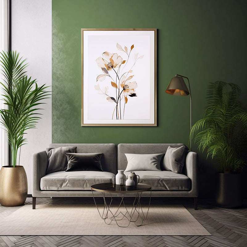 Botanical Harmony Elegant Floral Line Drawings, Flower Wall Print Poster