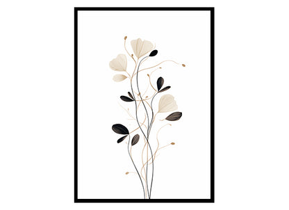 Blossom Dreams Floral Line Drawing Art  Flower Wall Art Print